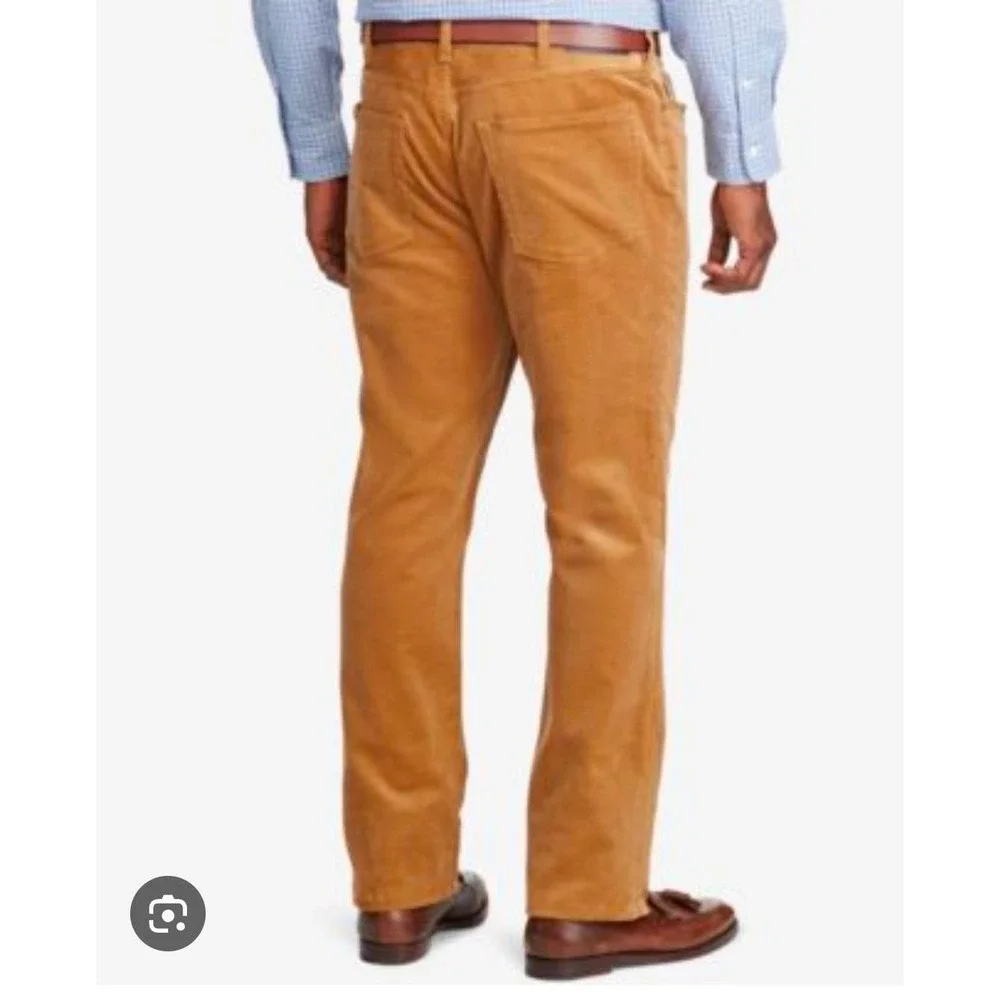 Polo Ralph Lauren Mens Corduroy Pants 38x32 Tan Beige Straight Fit Classic 5pock